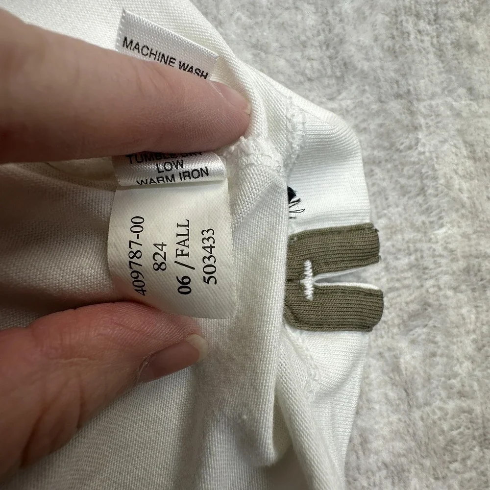 Banana Republic Polo Shirt Men Medium White Pima Cotton Striped Short Sleeve Y2K